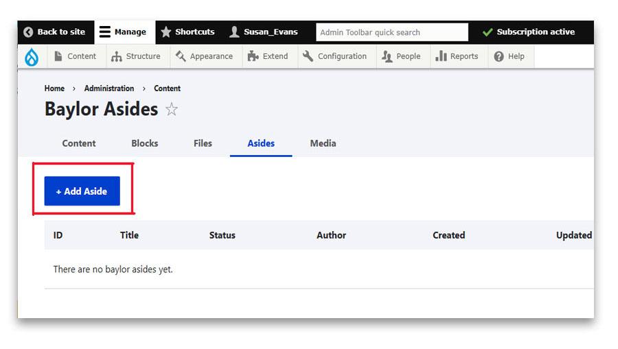 Add Aside Button