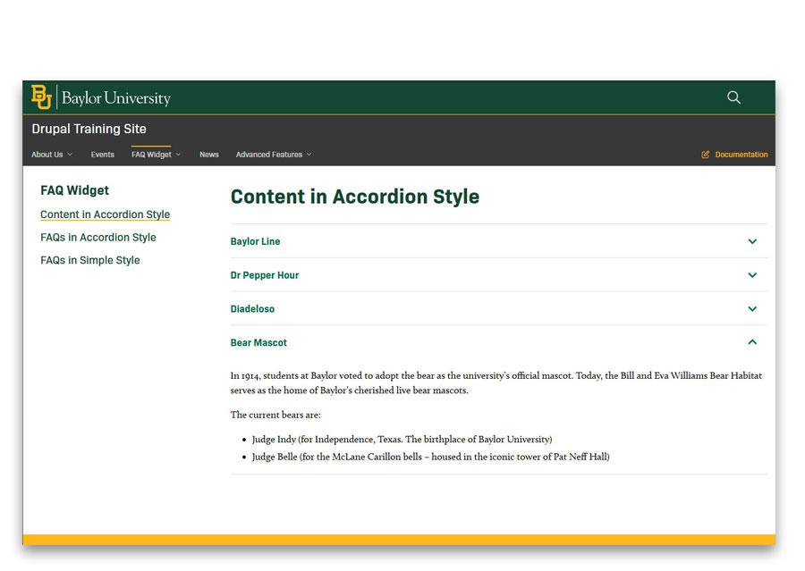 Content in Accordion Style