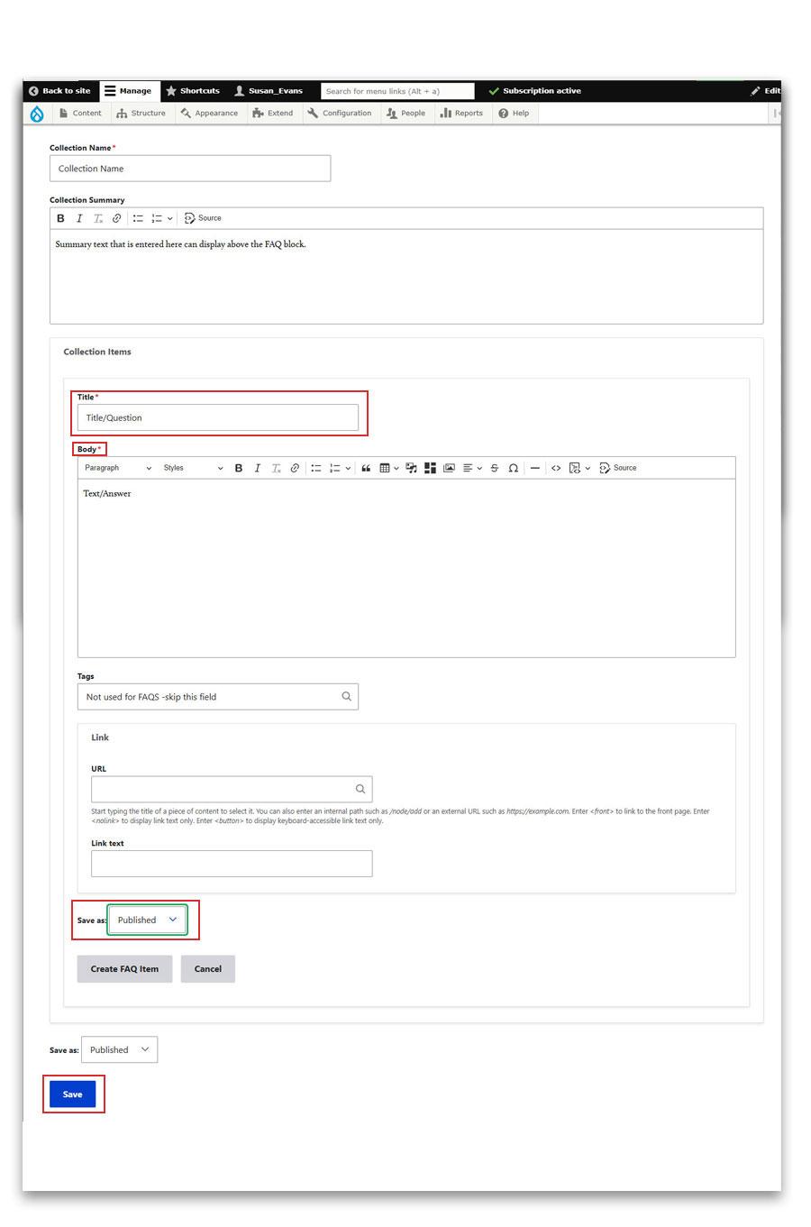 FAQ Item Form